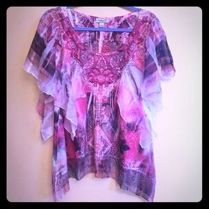 Gorgeous tie dye pink top with chiffon
